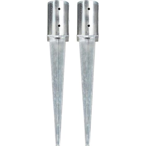 Picas de tierra 2 unidades acero galvanizado plateado 8x61 cm vidaXL