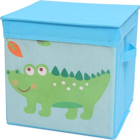 Filiyano – organisateur de jouets – 1 boîte de rangement (crocodile bleu, env. 28 x 28 x 28 cm), organisateur de jouets (1/5)