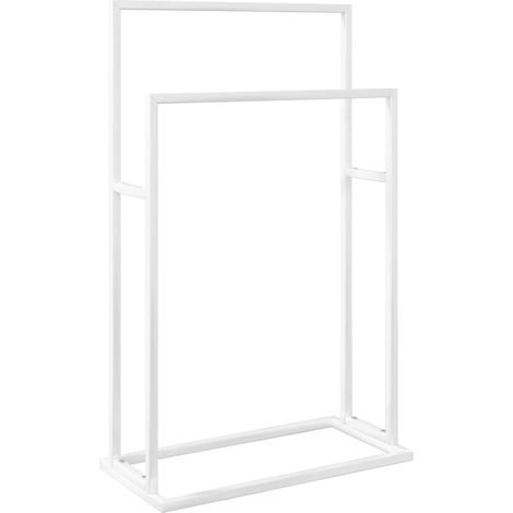 Porte-serviettes sur pied 48 x 24 x 78,5 cm fer blanc (1/5)