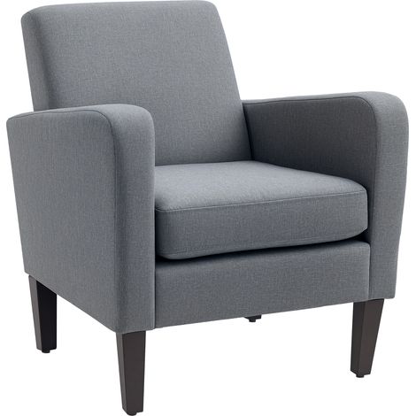 Contemporary Grey Accent Chair with Rubber Wood Legs for Living Room and Bedroom,Stylish Occasional Seating Solution