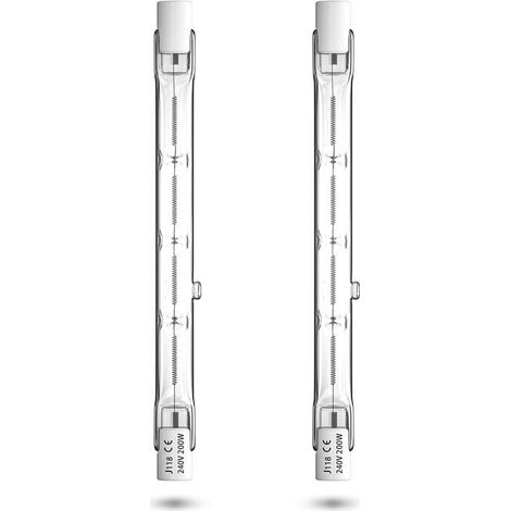 Ampoule halogène R7S 118 mm 200 W blanc chaud à intensité variable 3 900 lm pour éclairage intérieur/extérieur (lot de 2) (1/5)