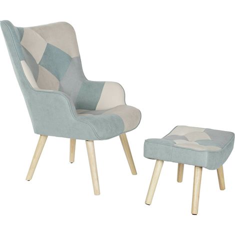 Fauteuil de relaxation lin vert amande élégant et cosy - Vert amande et patchwork doux (1/5)