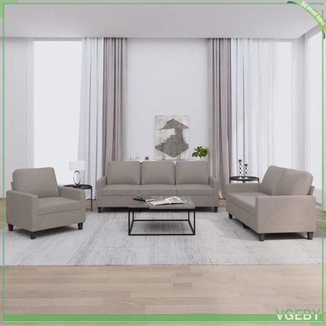 Ensemble de canapés 3 pièces - FAF7291712414138 - Taupe - Tissu polyester - Structure métal & contreplaqué (1/5)