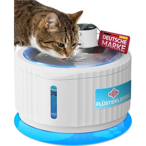 Fontaine à eau pour chat sans fil et super silencieuse - Fontaine à boire pour chat 2,8L de capacité - Fontaine à eau pour chat avec détecteur de mouvement - Fontaine à eau pour chat avec une (1/5)