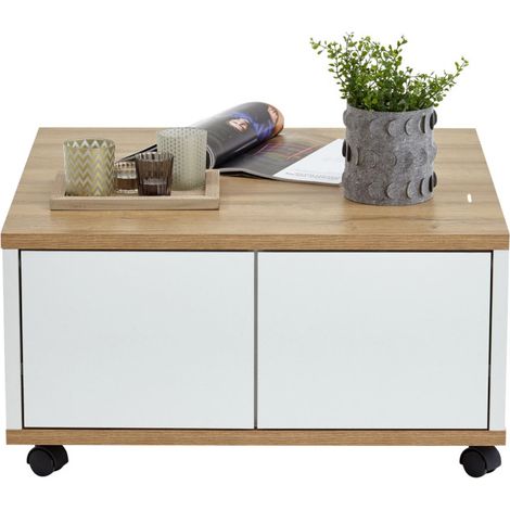 Table Basse Design "Volgan" 70cm Chêne & Blanc (1/5)