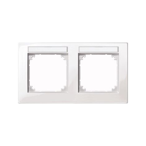 MERTEN 514219 COPERCHIO M-PLAN PER MONTAGGIO ORIZZONTALE 2 PRESE ETICHETTE BIANCO POLAR LUCIDO