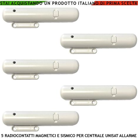 Rilevatore Magnetico e Sismico Via Radio Frequenza 868 MHz 5 Pezzi 2 Ingressi per Sensori Remoti Autonomi Contaimpulsi Regol. da Remoto Tramite App Codifica UNISAT 2 Segnal.e di Allarme Tramite Led (1/4)