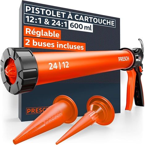 Silicone Gun 600 ml incl. 2 tips – 24:1 & 12:1 switchable caulking gun for all sealants & adhesives (acrylic, silicone & PU) – 360° rotating syringe & non-slip grip (1/5)