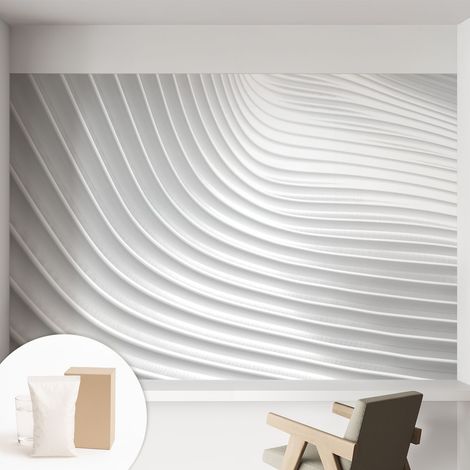 Papier peint intissé mural installation rapide du papier peint durable et résistante - Colle incluse gratuite Vagues élégantes 152x104 cm (1/5)