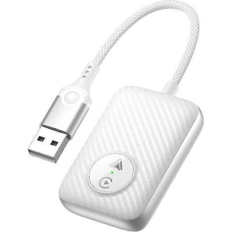 Adaptateur CarPlay sans fil 2 en 1, dongle intelligent pour Android Auto et Apple CarPlay (version filaire vers sans fil, blanc) (1/5)