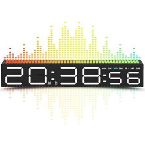 Réveil numérique pour chambre à coucher avec veilleuse, horloge LED double alarme, luminosité réglable, contrôle du son, rythme musical pour table de chevet, PC de jeu et TV (1/5)