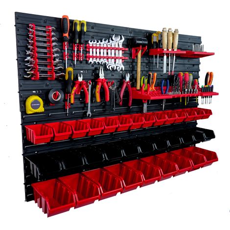 Panneau à outils d'atelier 115 x 78 cm + 34 plateaux (1/5)