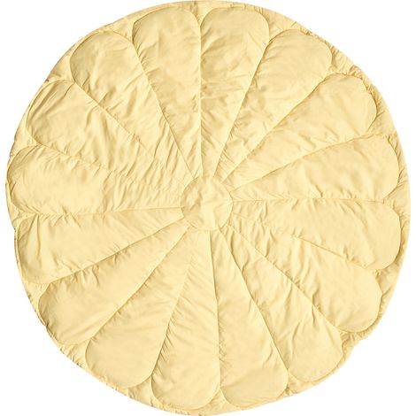 Alfombra de juegos infantil moderna con forma de flor funda de algodón acolchado 110 x 110 cm accesorio habitación infantil amarillo Elizjum