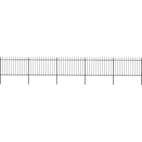 vidaXL Recinzione da Giardino con Punta a Lancia in Acciaio 892,5x120 cm Nero