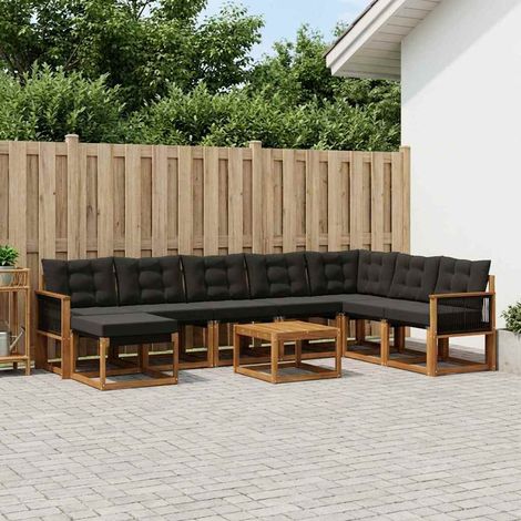vidaXL Outdoor-Sofagarnitur 9 Stk. Natürlich und Schwarz (1/5)