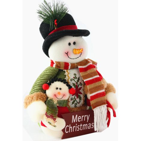 Aiperq Poupée en peluche père noël et bonhomme de neige, décoration de scène de Table de fête à thème de noël, ornements traditionnels (1/4)