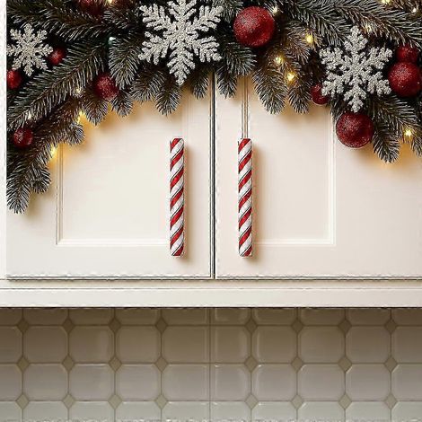 Lot de 10 grands couvre-poignées à motif menthe poivrée, extensibles et faciles à clipser, pour poignées de 1,27 cm de large (convient aux poignées de 14 à 19 cm de longueur), sans outil, pour les fêt (1/5)