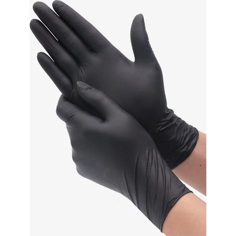 Gants jetables en nitrile composite noir bleu rose 100 gants en nitrile épaissis pour un usage domestique (1/5)