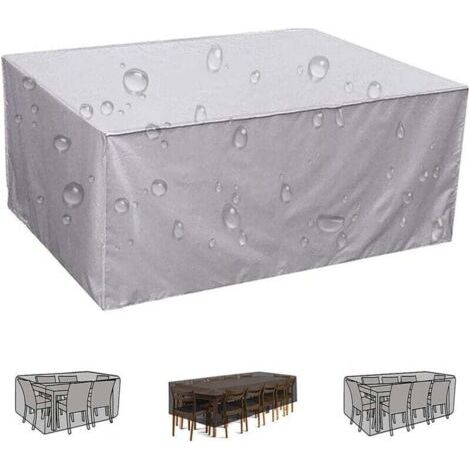 420D Oxford-Gewebe, wasserdichte Gartenmöbelabdeckung – 190 x 125 x 80 cm – Silber – UV-Schutz – für Gartentisch