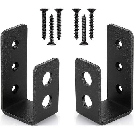Lot de 2 supports de porte robustes en acier pour porte 2x4, barre de sécurité en forme de U (1/4)