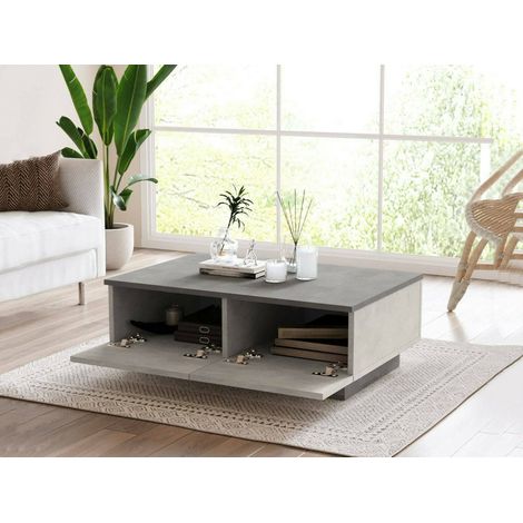 mesa de centro\ da salotto Eurus, Tavolo basso da caffè, Portariviste per divano, Ripiano da soggiorno, 90x60h32 cm, Argento e Antracite (1/5)