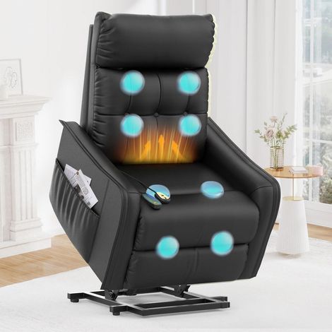Elektrischer Relaxsessel mit Aufstehhilfe, Massage & Heizung, Schwarz (1/5)