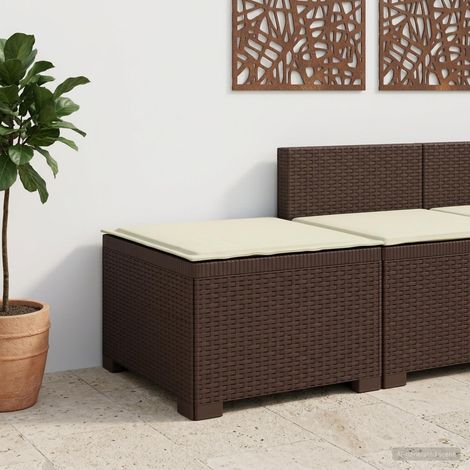 Canapé de Jardin 1 Place Aspect Rotin en PP avec Coussin Crème - Marron 55x55x39 cm - PANGIVO (1/5)