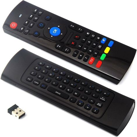 TELECOMANDO CON TASTIERA WIRELESS AIR MOUSE MOVIMENTO ANDROID BOX PC DONGLE USB