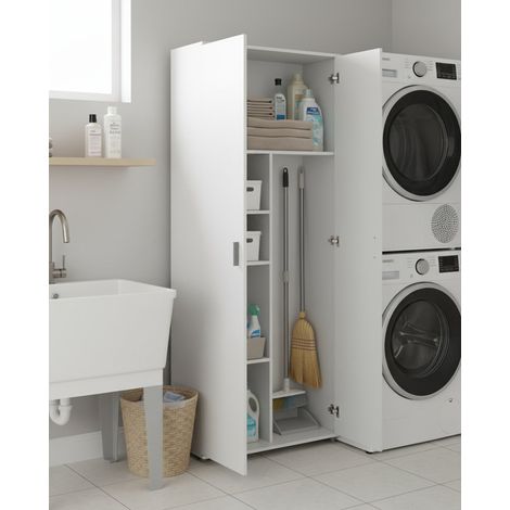 Armadio Multiuso 2 Ante - 3 Ripiani Portascope, Bianco, -, 78x190h cm Georgetown