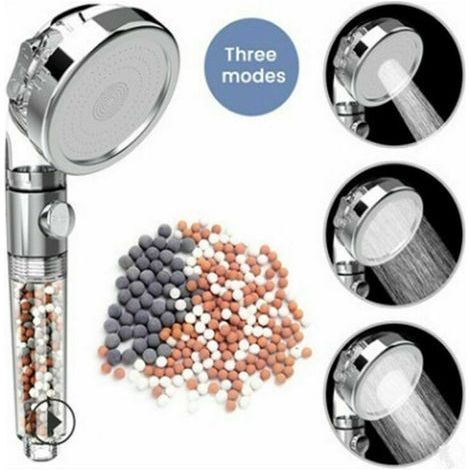 Pommeau de douche filtrant, douchette à main haute pression à économie d'eau, 3 modes, filtre pour douchette à main haute pression à économie d'eau. (1/5)