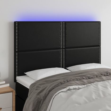 Cabecero con luces LED cuero sintético negro 144x5x118/128 cm vidaXL