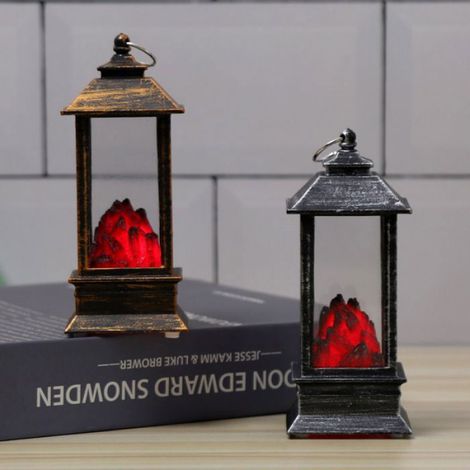 Lanterne Halloween - Flamme - Lampe à Huile - Ornements Lumineux - 5x5x13cm (1/5)