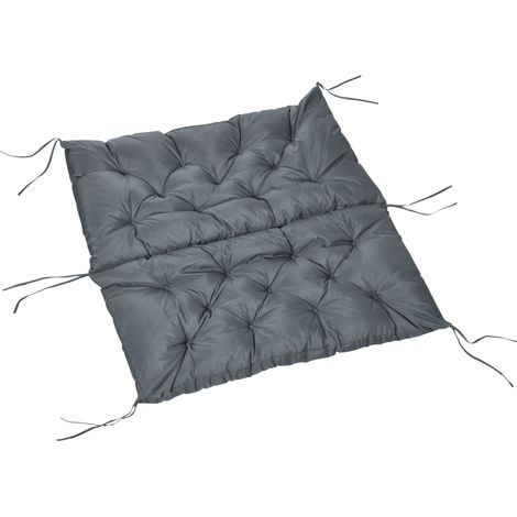 2 Seater Bench Cushion, Garden Chair Cushion with Back Ties for Indoor Outdoor Use, 98 x 100 cm, Dark Grey (1/5)