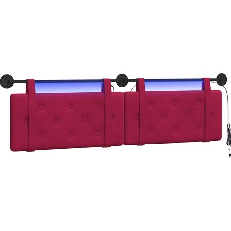 Testiera Testata del letto sospesa Con luce LED Rosso Vino Velluto (1/5)