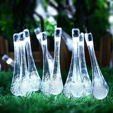 GROOFOO Guirlande Lumineuse Solaire - 20 Led, 5M Décorations Extérieures Pour Jardin - 8 Modes, Étanches Lampes Festons Pour Fêtes,Terrasse, Cours Et Arbre - Blanc