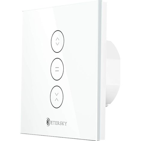 Interrupteur Volet Roulant Connecté, Commutateur Intelligent Volet Roulant Stores Connecté, Interrupteur Tactile Peut Éteindre la LED, Timer - 1 Packs