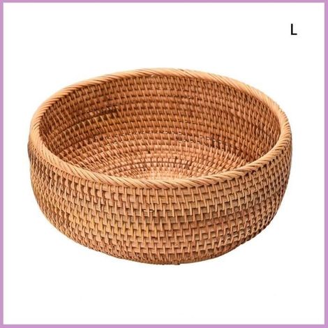 Cocosity panier à fruits en rotin Panier de rangement en rotin fait à la main, panier de fruits rond, panier de meuble casier