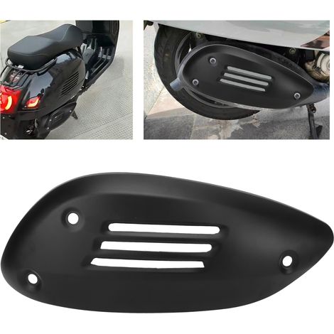 Auspuffrohrschutz aus Edelstahl für Motorräder, kompatibel mit Vespa GTS 125 250 300 GTV GTE 2013-2021, schwarz. (1/5)