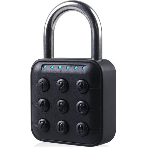 Heavy-duty 6-digit combination lock - Waterproof - Zinc alloy - With digital code - High security - For lockers, schools, gyms, yards, garages - Black (1/5)