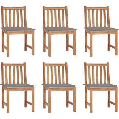 Lot de 6 Chaises de jardin - Chaises d'extérieur pour terrasse/jardin avec coussins Bois de teck massif BV168250 - BonneVie (1/5)