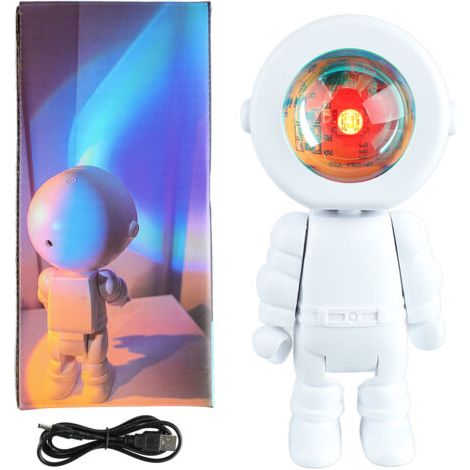 Lampe robot astronaute romantique, projecteur de lumière LED pour chambre à coucher, diffusion en direct, décoration de salle de fête, charge avec toucher, 7 couleurs changeantes (1/4)