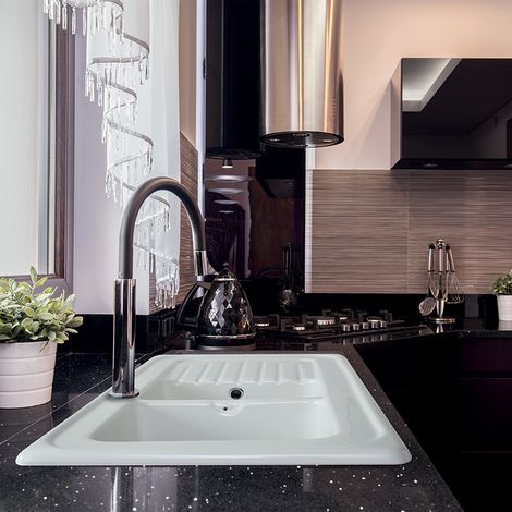 Lavello da incasso in ceramica due vasche 116x50 cm - Bianco (1/3)