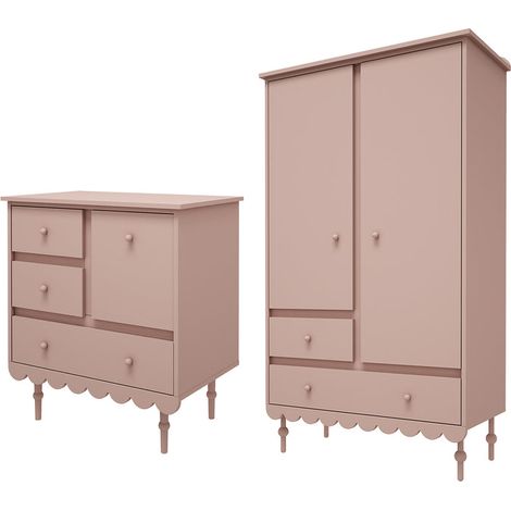 Armadio 2 ante 3 cassetti Babushka rosa 91cm (1/4)