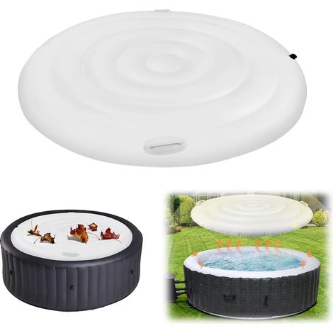 Couverture De Spa Gonflable Ø 160Cm Une Fois gonflée Habillage Spa Gonflable avec des Trous De Fuite d'air und Deux PoignéEs, Accessoires Spa, Coupe Vent, RéSistant à La Pluie (1/5)