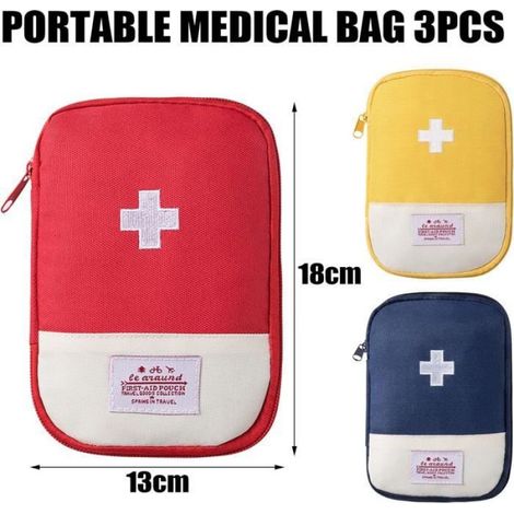 3 PCS Trousse de Secours Vide, Trousse de Premiers Secours, Mini Trousse de Premiers Soins, Sac de Rangement de Médicaments (1/4)