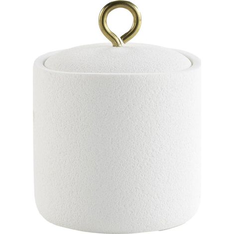 Pot à Cotons en Résine "Aquamarbre" 13cm Blanc