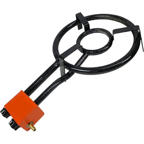1 Poêle À Gaz 2 Anneaux Fer Émaillé 35cm Pour Paella Extérieur