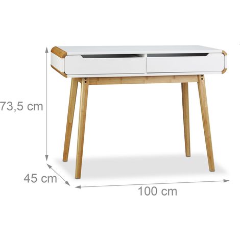 Scrivania scandinava con cassetti portaoggetti 120 x 60 x 75 cm design originale bordi arrotondati in legno bianco 130003535