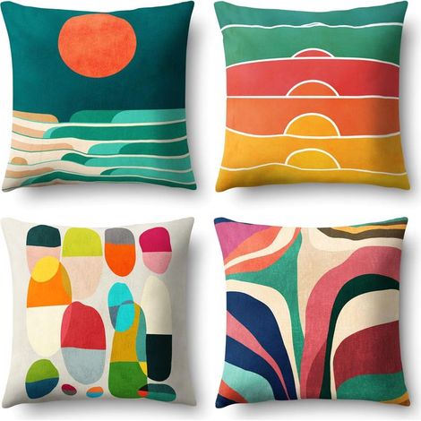 Federa 45x45 cm, copricuscino moderno per divano, bellissime fodere per cuscini auto, protezioni per divano e arredamento casa - Geometrico colorato (1/5)