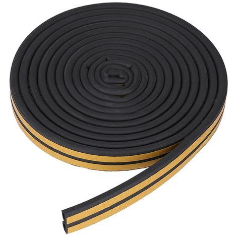 Bande d'étanchéité en caoutchouc auto-adhésive pour l'isolation acoustique des portes et fenêtres, 5 mètres, 9 x 6 mm (noir) (1/4)